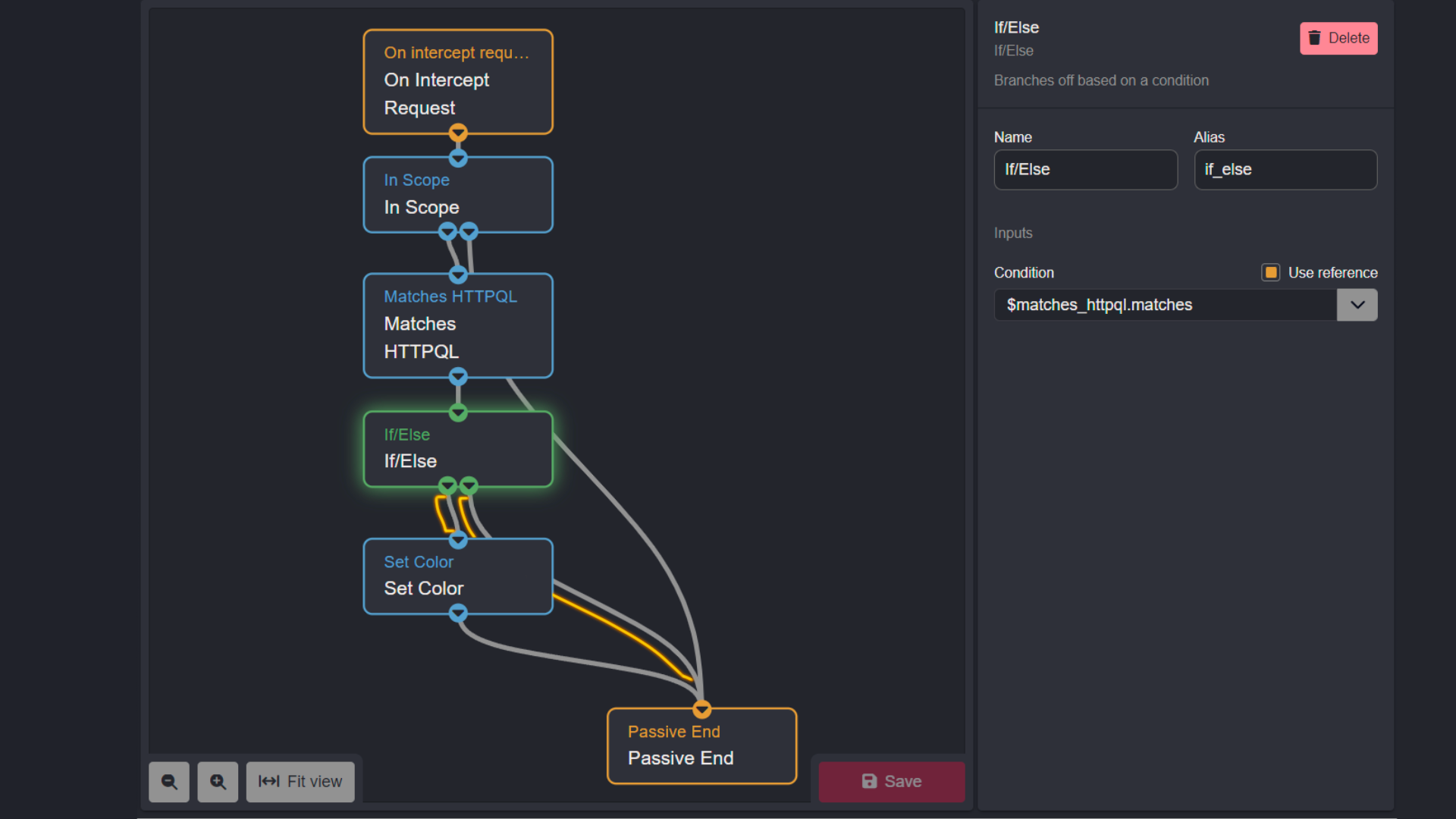 Flow of If/Else Node in example Passive Workflow.