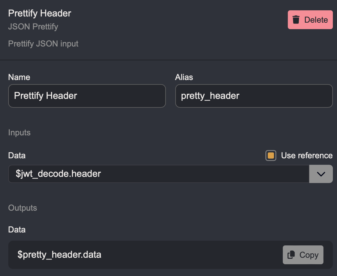 Settings for the pretty Node