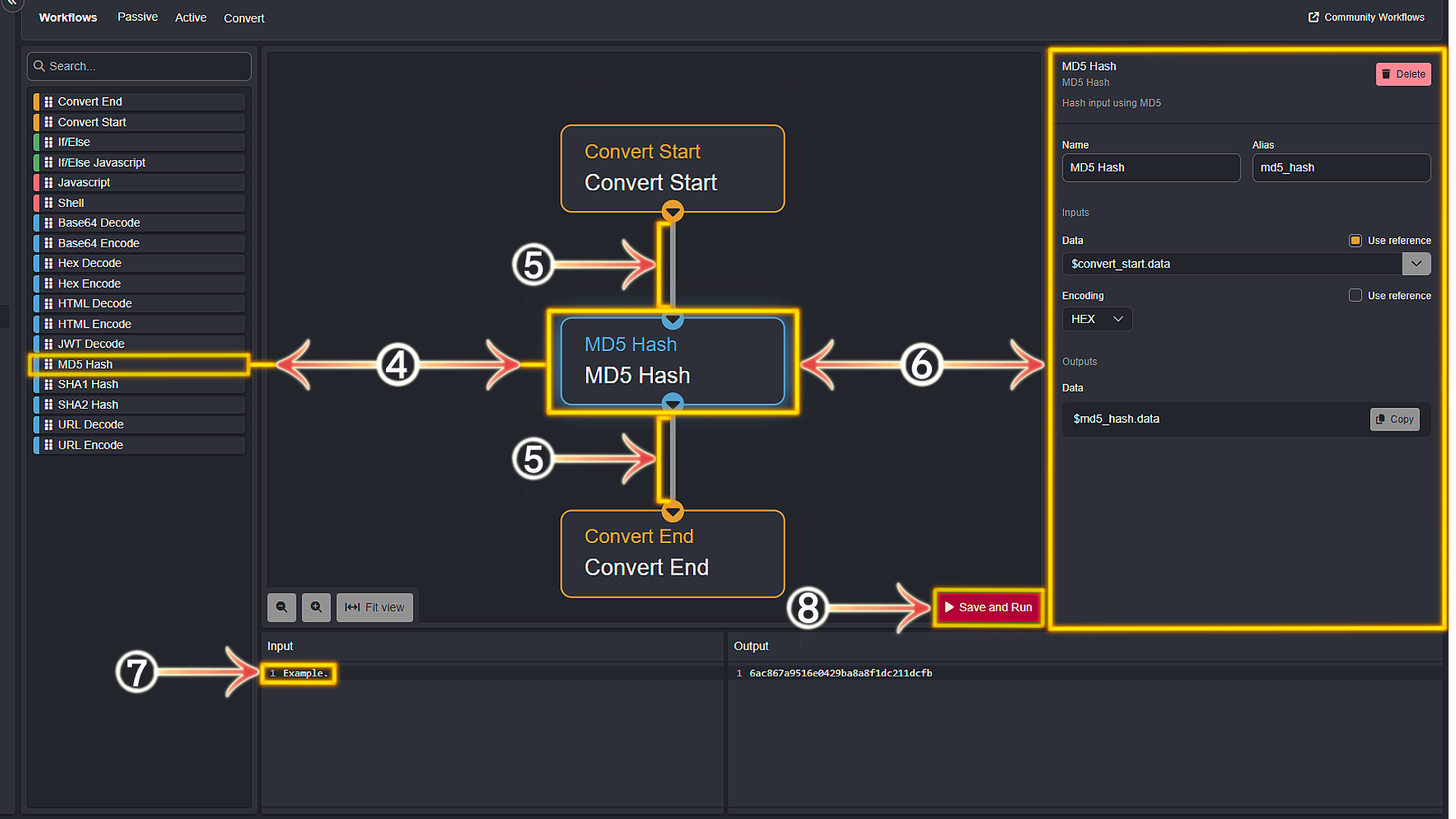 Convert MD5 hash.