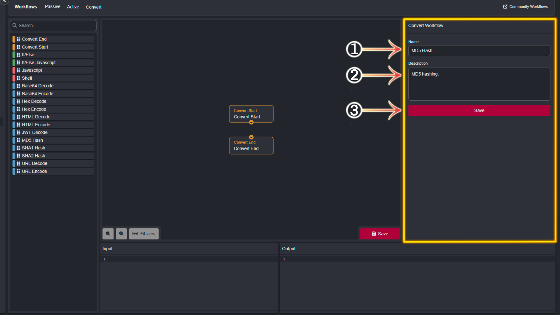 Convert name/description pane.