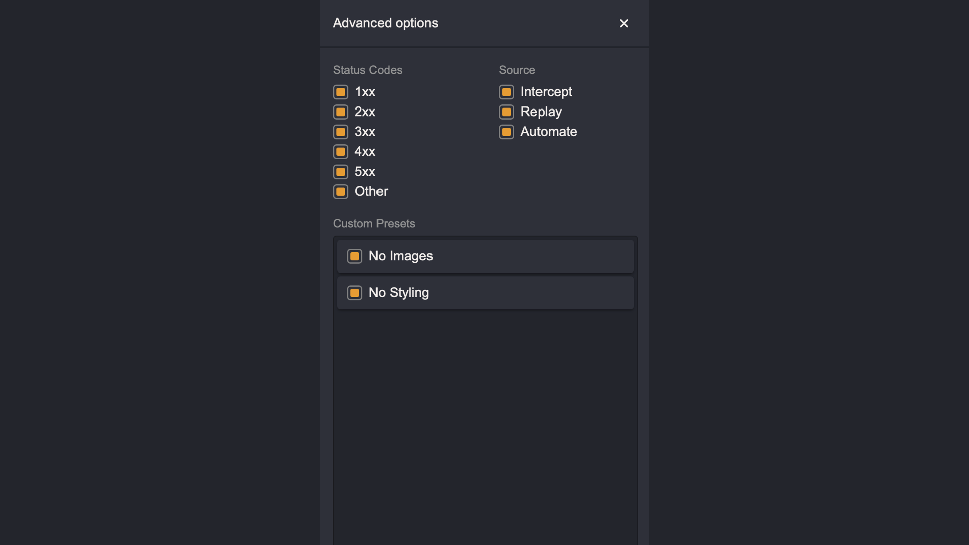 Advanced search options