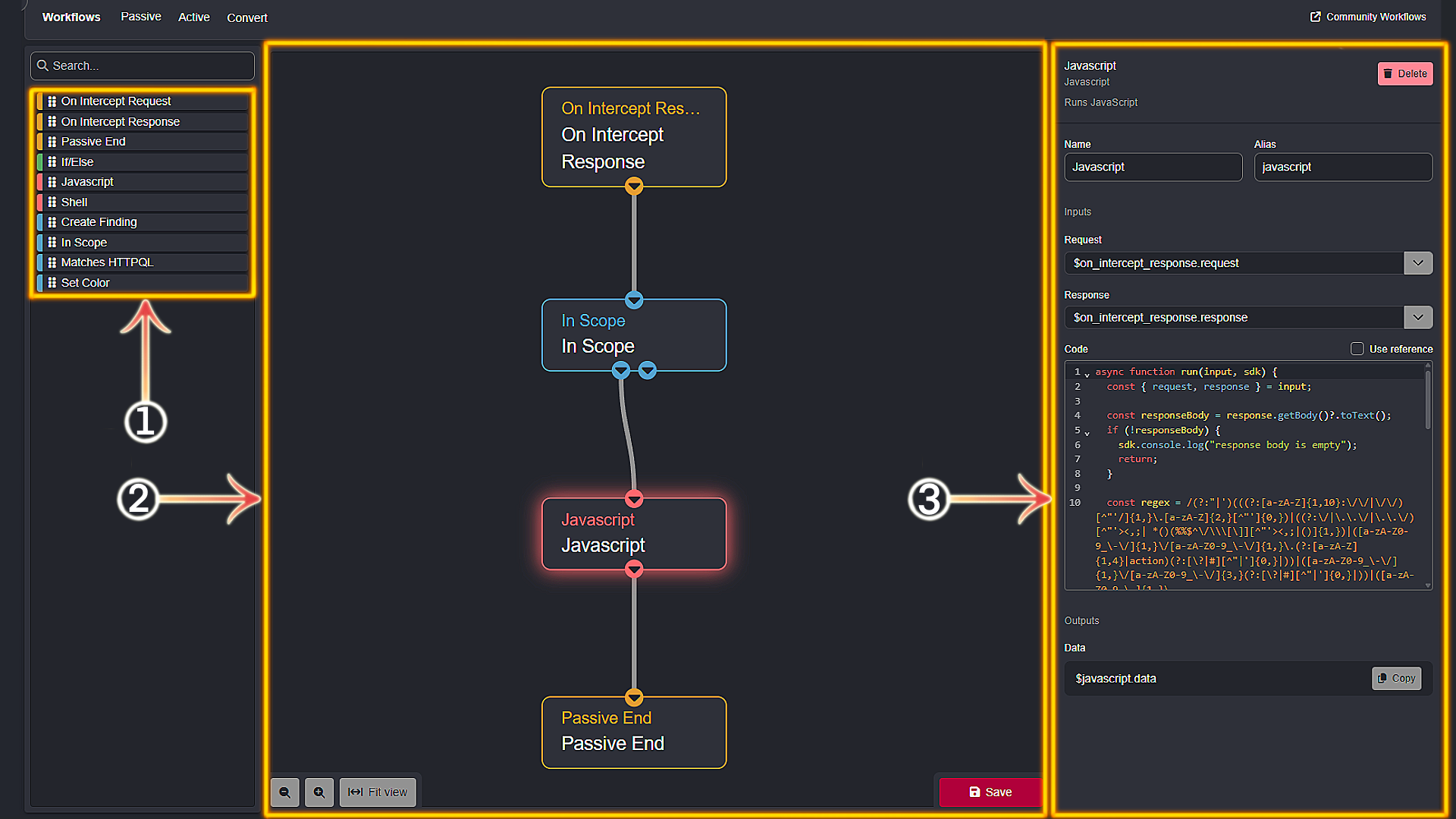 Workflows editor.